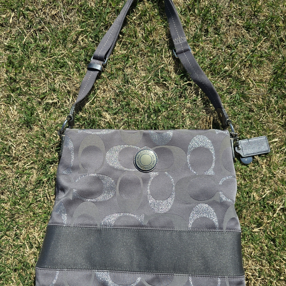 Coach Signature Shoulder Bag (Gray / Silver)